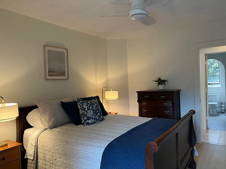 New ceiling fan/light and wide plank oak luxury vinyl flooring.