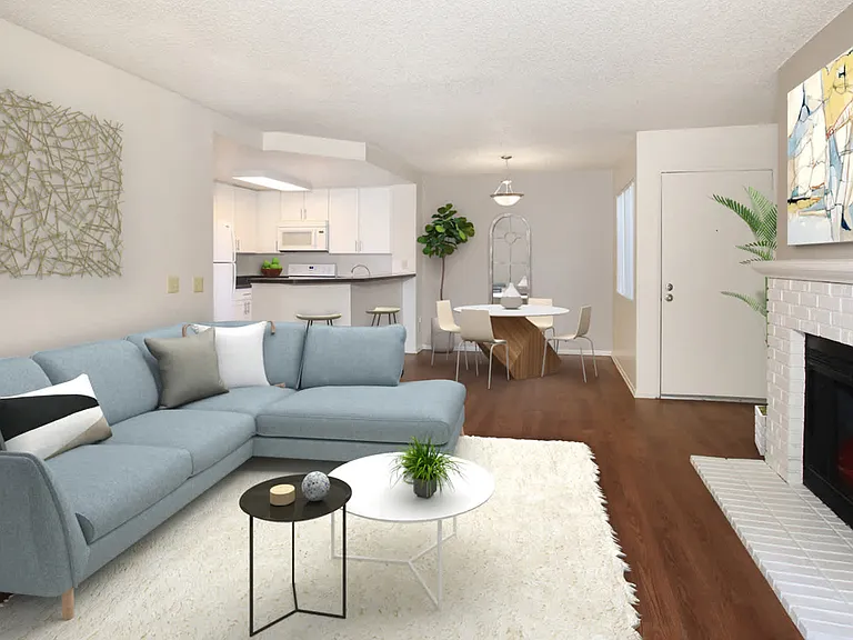 Living Room with Hard Surface Flooring and Fireplace
