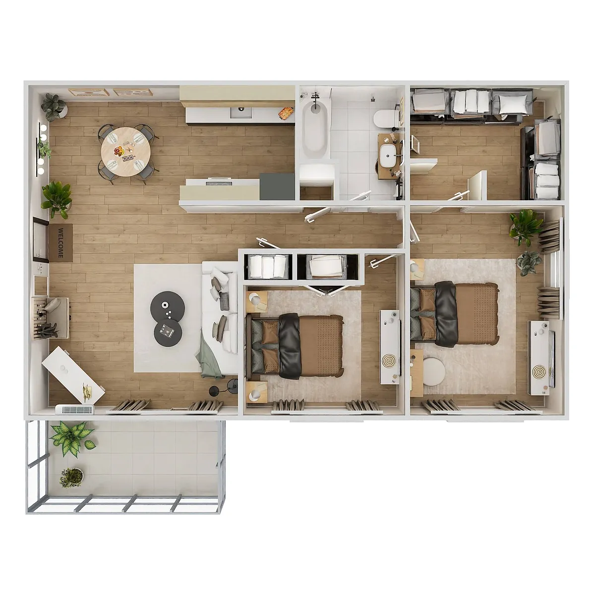 Floor plan 2 Bedrooms, 1 Bathroom