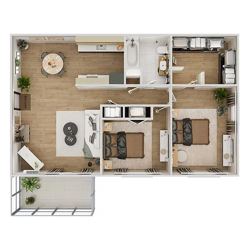 Floor plan 2 Bedrooms, 1 Bathroom