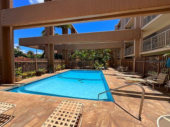 The pool has a keypad lock. Super beautiful pool! __