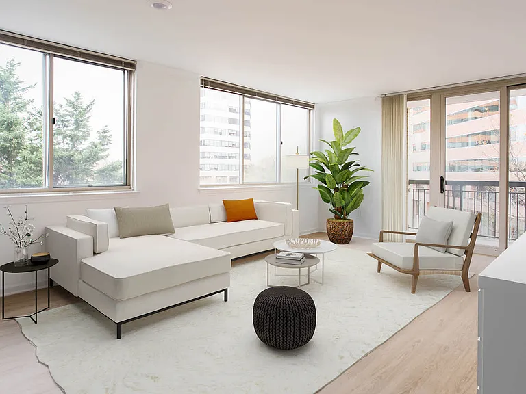 Living Room with Hard Surface Flooring and Balcony