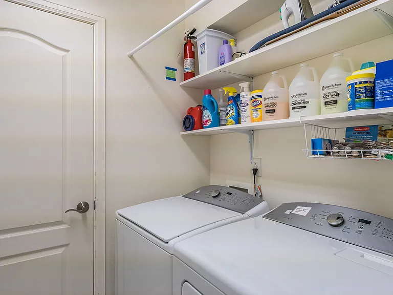 New, large washer and dryer in unit.