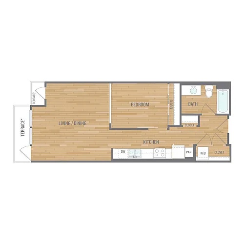 Floor plan 1BdAlcoveC