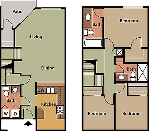 Floor plan Three bedroom Two bathroom 60%
