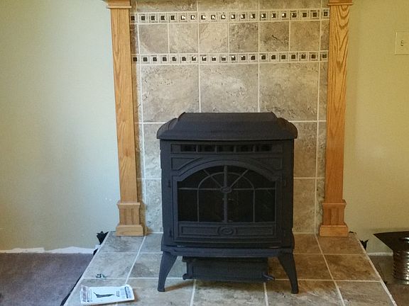 Pellet stove in great room