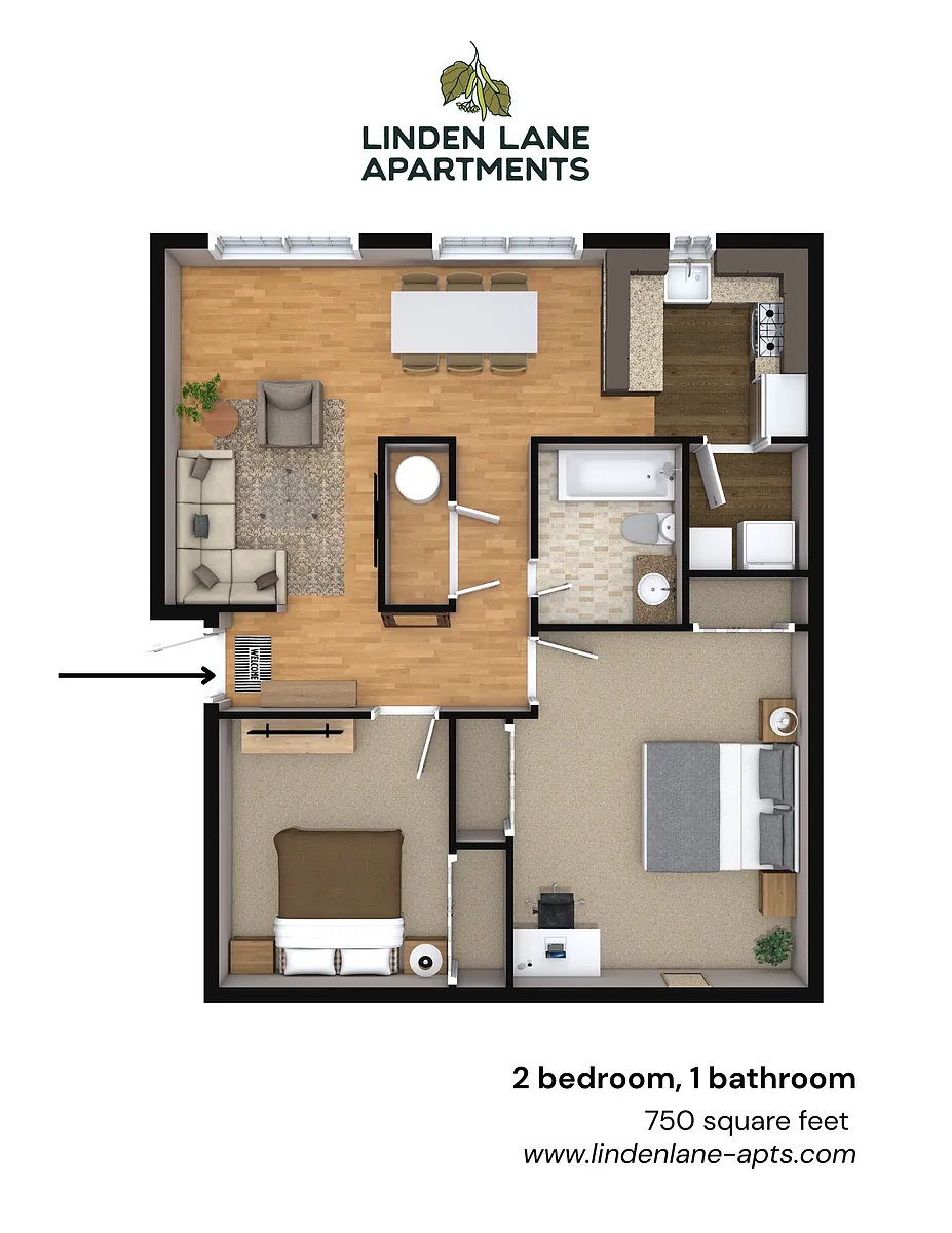 Floor plan 2 bed 1 bath