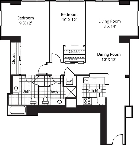 Floor plan Two Bedroom 1152