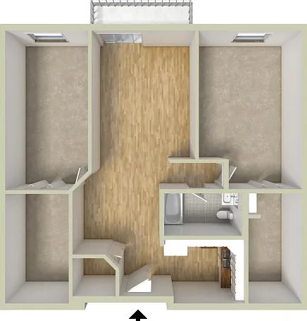 One bedroom with den floor plan One bedroom with den floor plan