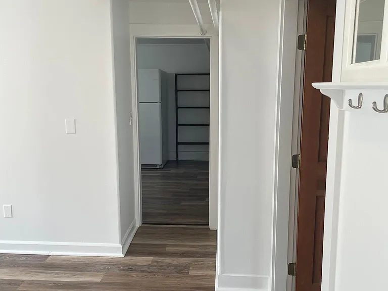 Living room into kitchen and bedroom