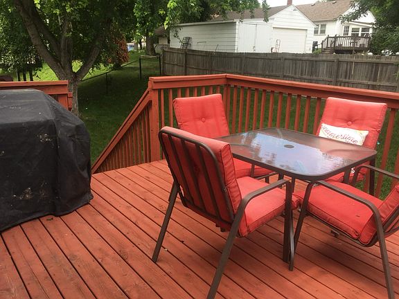 Deck overlooking backyard
