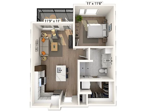 Floor plan 2A1.2 1x1 640 SF-FP