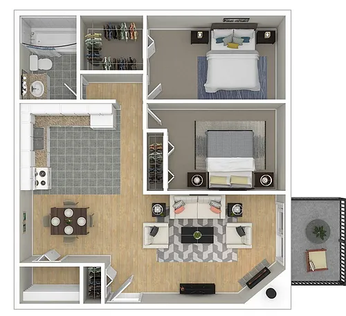 Floor plan 2 Bed 1 Bath R