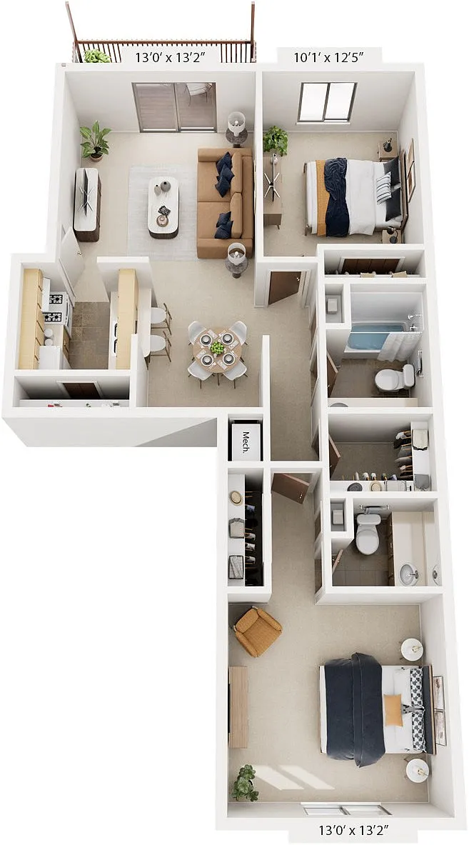Floor plan Two Bedroom Walk-Thru