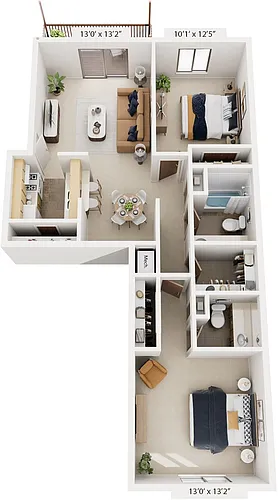 Floor plan Two Bedroom Walk-Thru