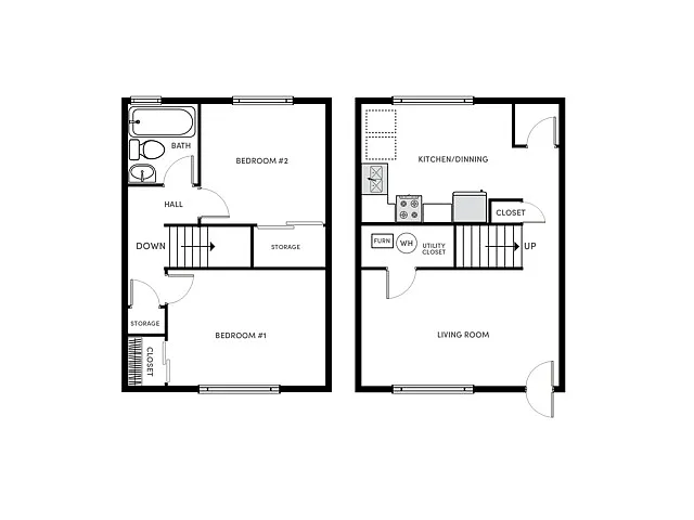 Floor plan 2 BR, 1 BA - Classic