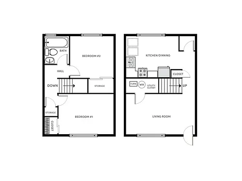 Floor plan 2 BR, 1 BA - Classic