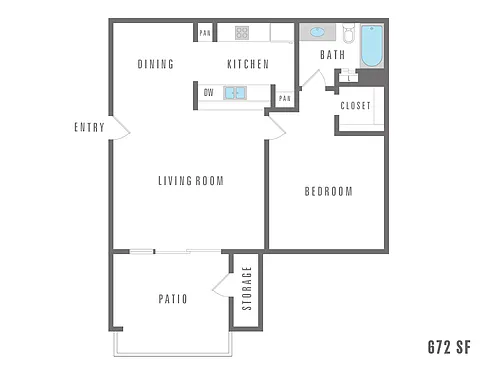 Floor plan 1 Bedroom 1 Bath