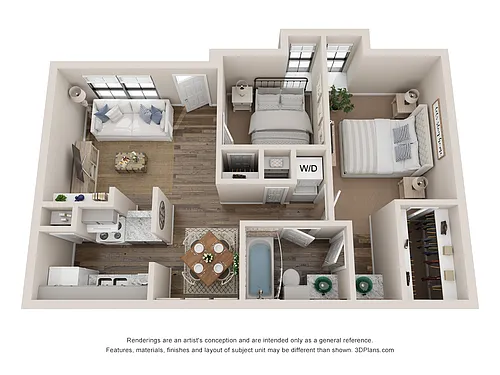 Floor plan 2 Bed 1 Bath Renovated 798 sq ft
