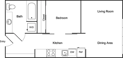 Floor plan 1 Bedroom B