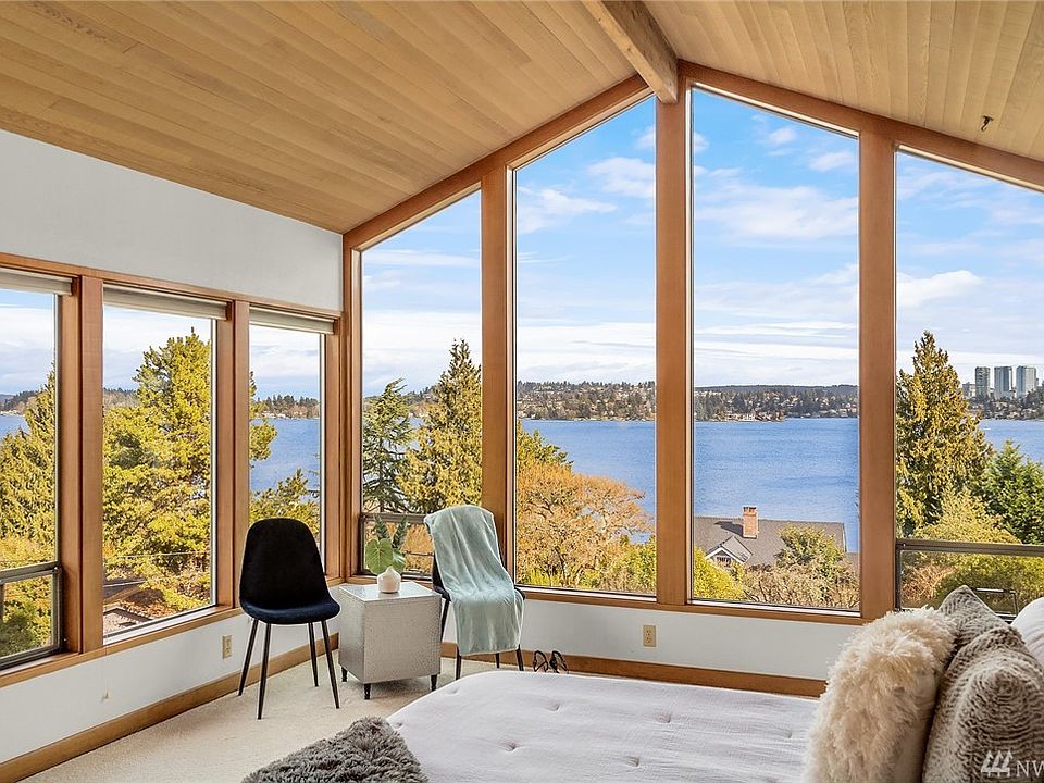 Evergreen Point Floating Bridge to Bellevue City Skyline From Master Bedroom