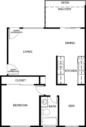 Floor plan 1 BED 1 BATH WITH DEN