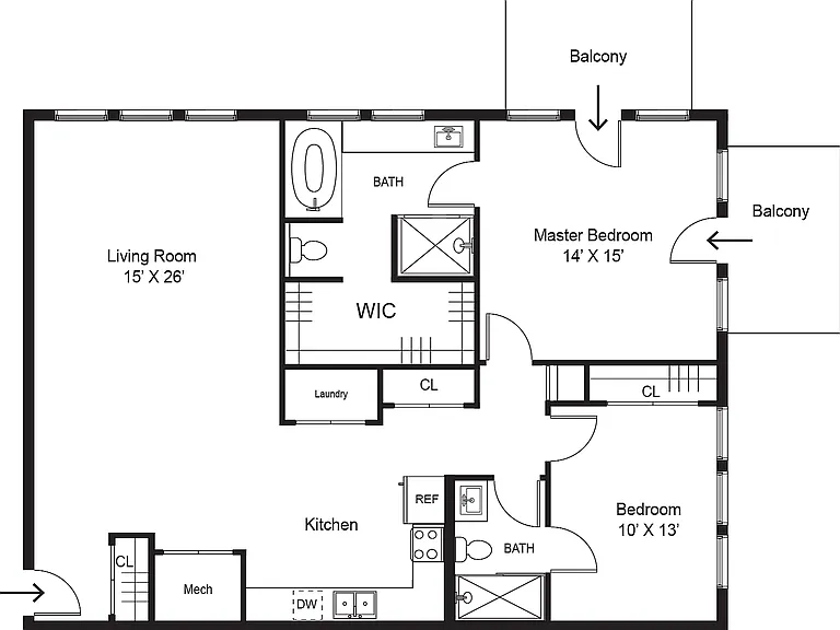 Spacious 2 Bedroom, 2 Bathroom Floor Plan with Two Balconies at Junction View Spacious 2 Bedroom, 2 Bathroom Floor Plan with Two Balconies at Junction View