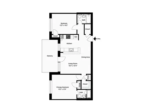 Floor plan Two Bedroom Two Bath