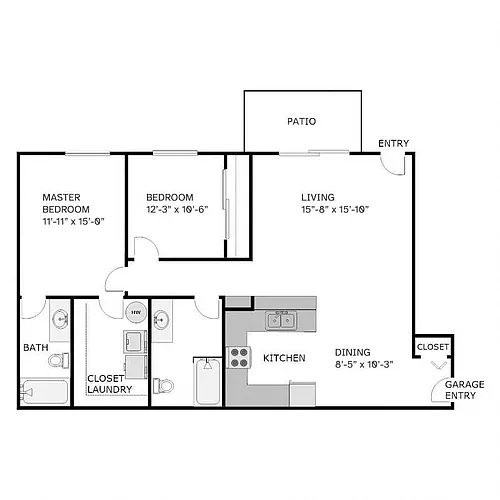 Floor plan 2 Bedroom 2 Bathroom - Lower