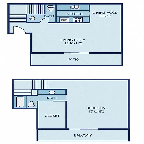 Floor plan A4T - 1BR Townhome