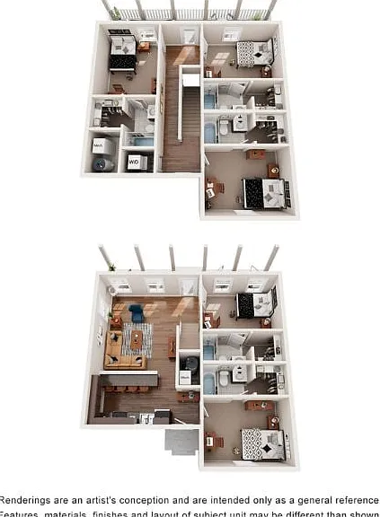 Explore this multi-level apartment layout designed for modern living and optimal comfort. Explore this multi-level apartment layout designed for modern living and optimal comfort.