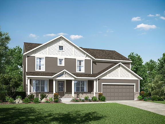 brick, shakes, siding and front porch
