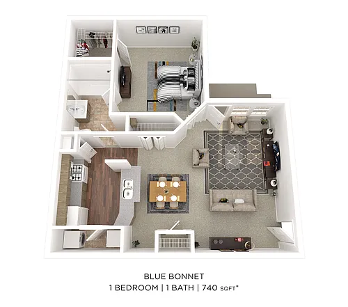Floor plan One Bedroom - 740 sqft