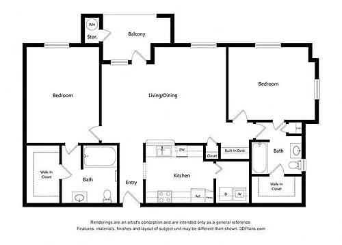 Floor plan Two Bedroom (B6)