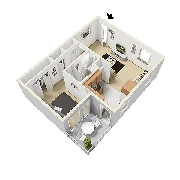 Floor plan Ponderosa - One Bedroom One Bath