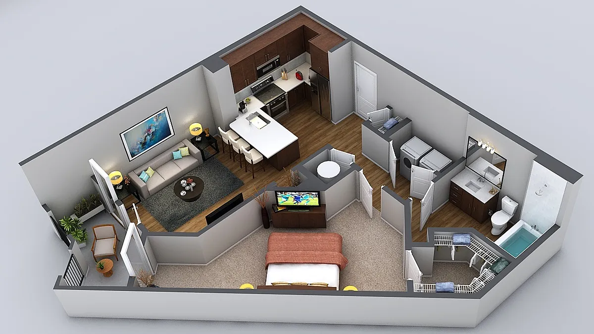 Floor plan 1 Bedroom 1 Bath