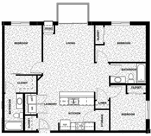 Floor plan 3 Bed/2 Bath-Market