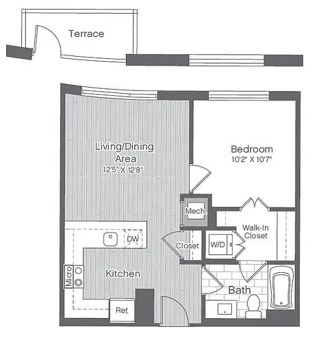 Floor plan 1 Bed/1 Bath-A2