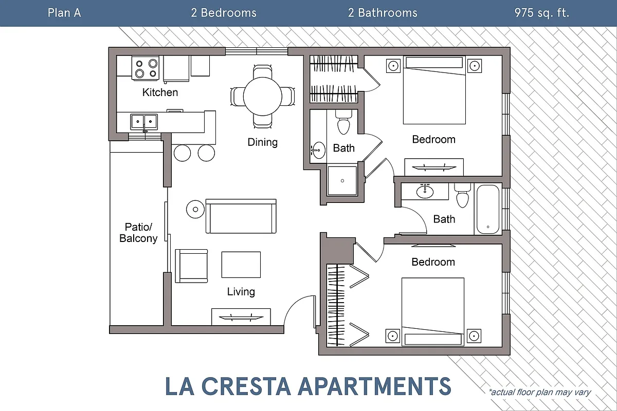Floor plan Plan A - 2 Bedroom, 2 Bath