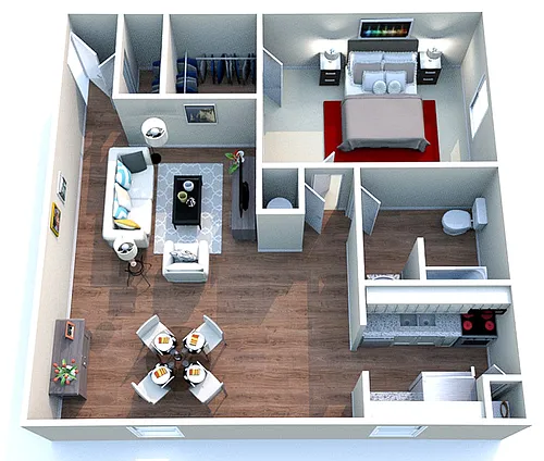 Floor plan 1 bedroom, 1 bathroom