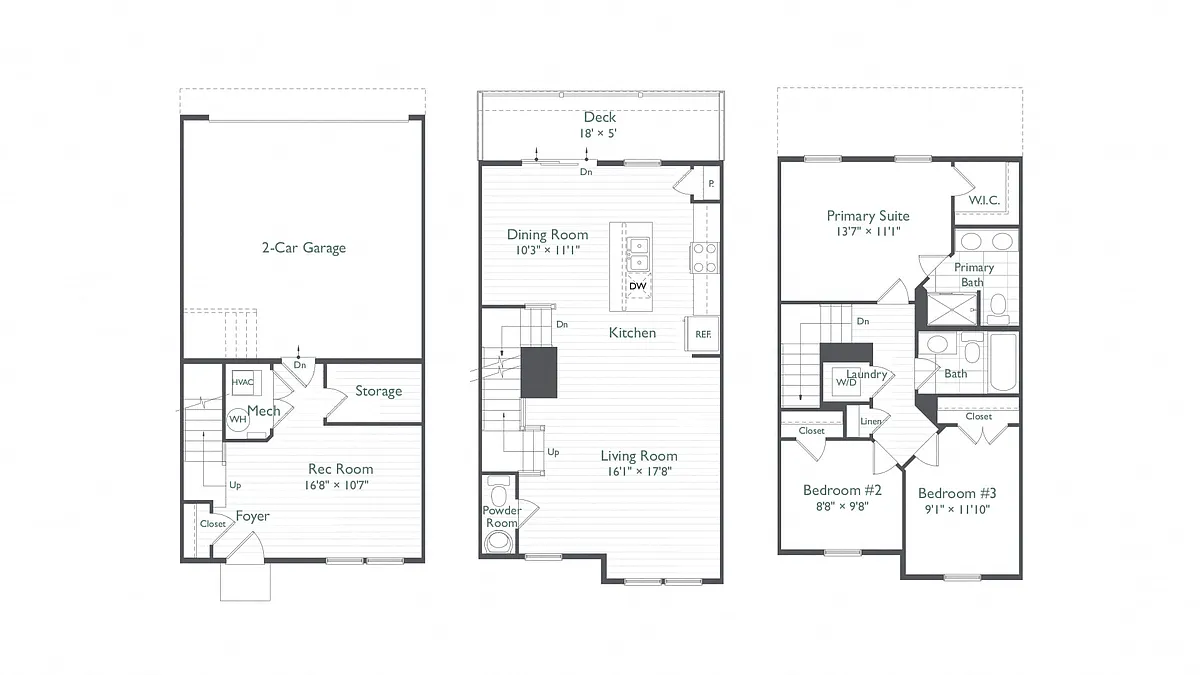 Floor plan 3 Bed/2.5 Bath-Branch 1