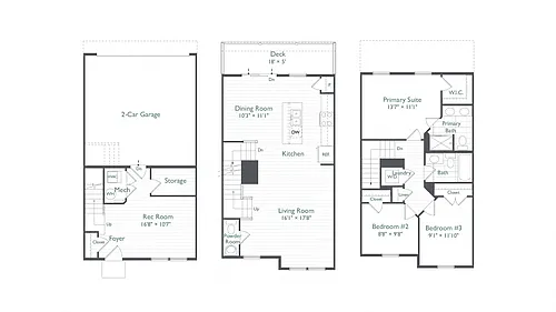 Floor plan 3 Bed/2.5 Bath-Branch 1
