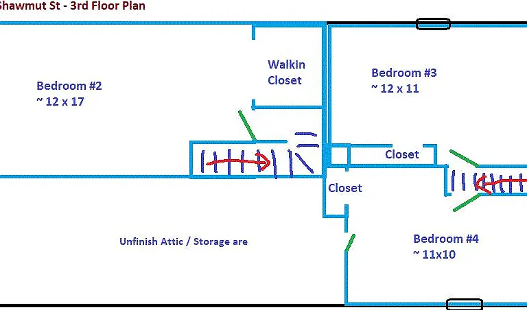 A lot of privacy & quiet for 3 bedrooms on the 3rd floor