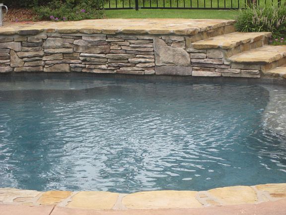 Saltwater Pool with Stone coping and lagoon bottom