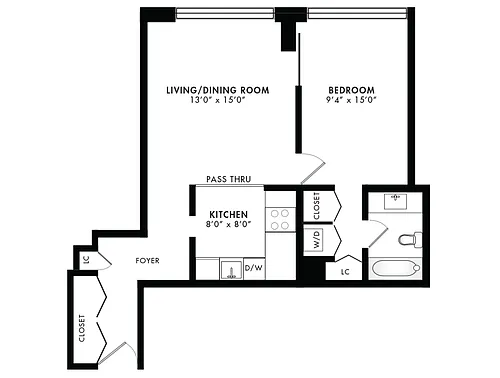 Floor plan 1BR-JR/1BA