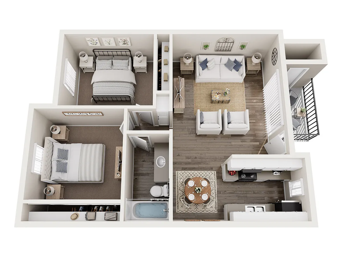 Floor plan Two Bedroom One Bathroom A