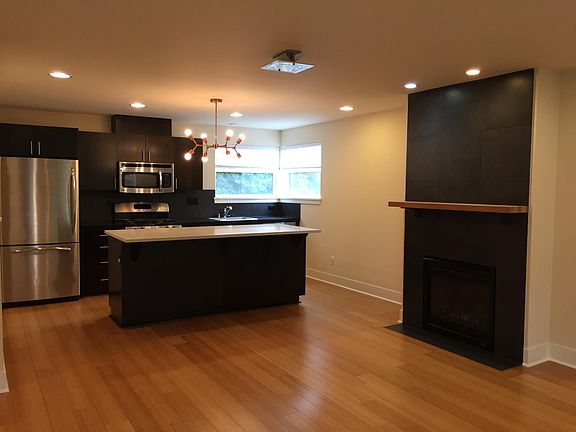 Great room concept kitchen, living, dining