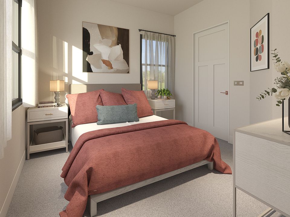 Greenwood Commons apartment bedroom showing a possible furniture set up.