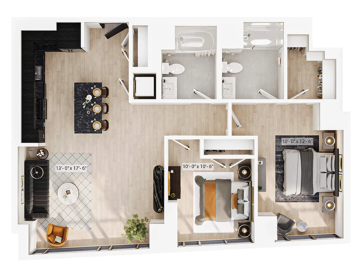 Floor plan 2 Bed/2 Bath-PH-B3