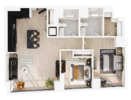 Floor plan 2 Bed/2 Bath-PH-B3